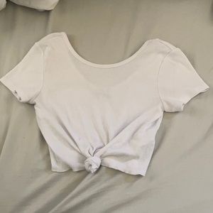 White Tie Up Crop Top